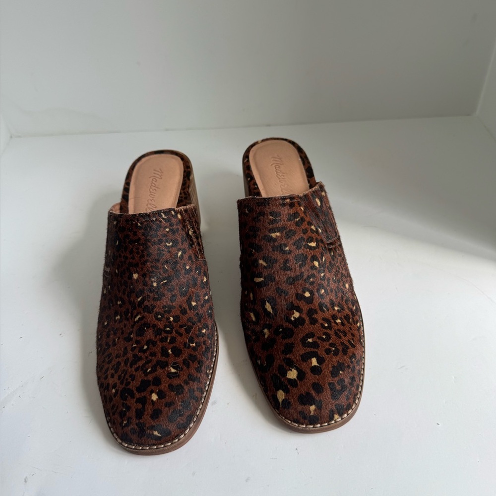 Madewell The Carey Mule in Painted Leopard Calf Hair. Size 10 - Picture 2 of 16